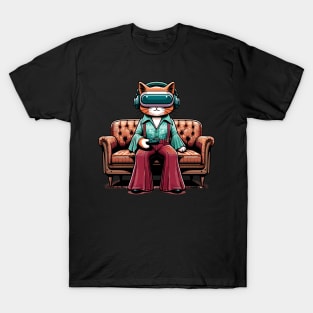 Vintage cat gamer - Nostalgic Geek Chic Apparel T-Shirt